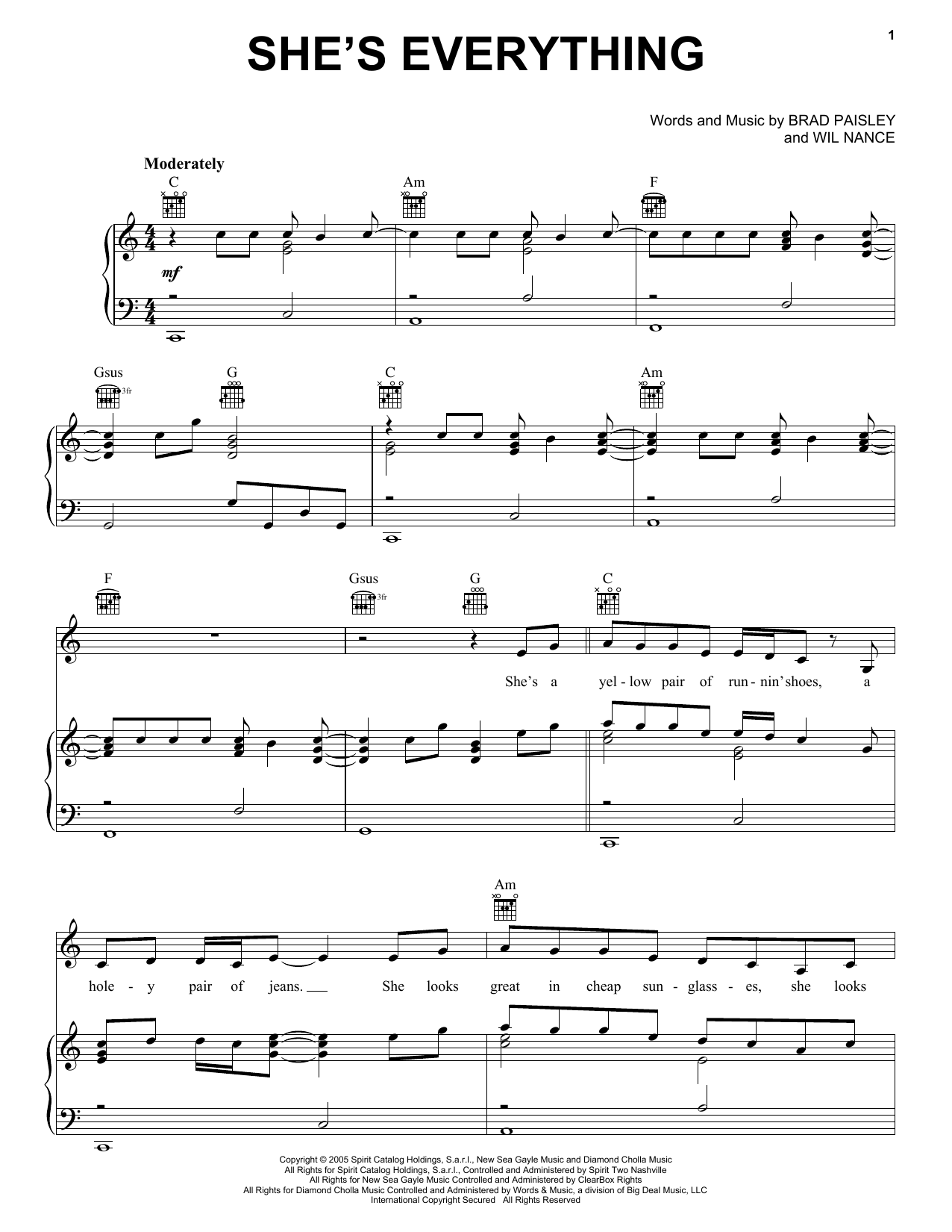 Brad Paisley She's Everything sheet music notes and chords arranged for Guitar Tab