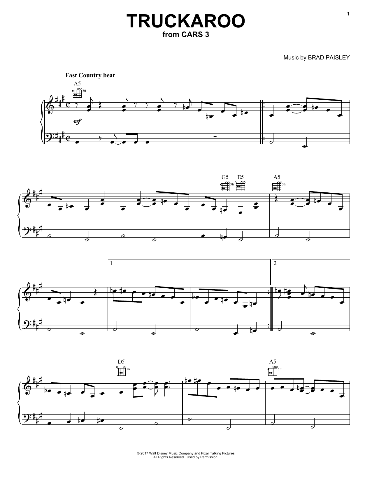 Brad Paisley Truckaroo sheet music notes and chords arranged for Piano, Vocal & Guitar Chords (Right-Hand Melody)