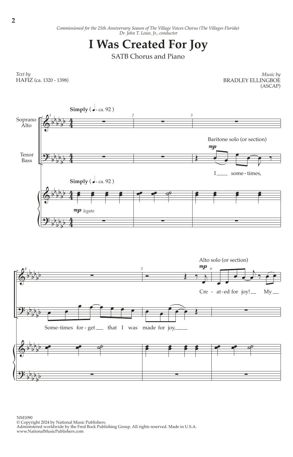 Bradley Ellingboe I Was Created For Joy sheet music notes and chords arranged for SATB Choir