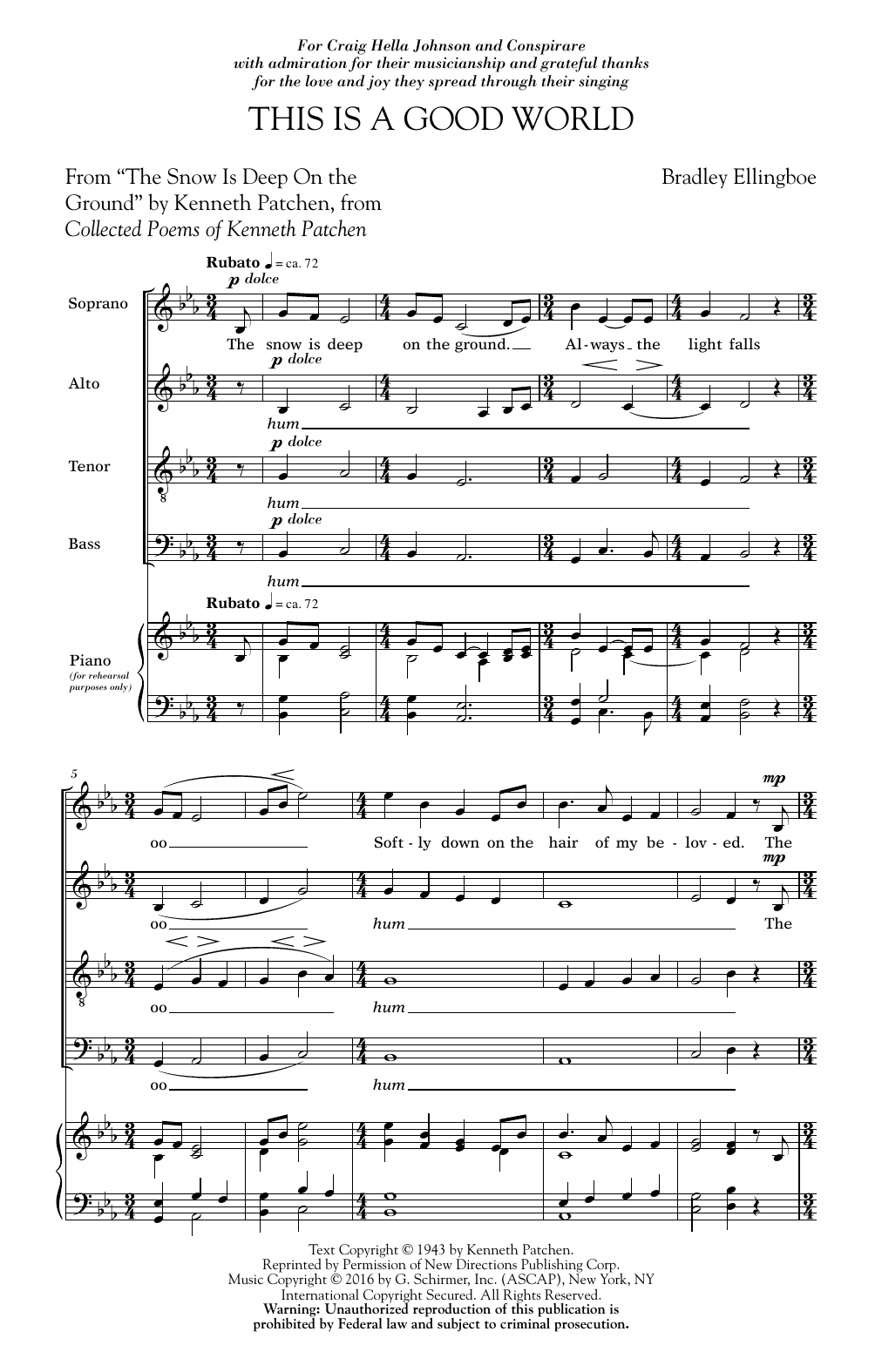 Bradley Ellingboe This Is A Good World sheet music notes and chords arranged for SATB Choir