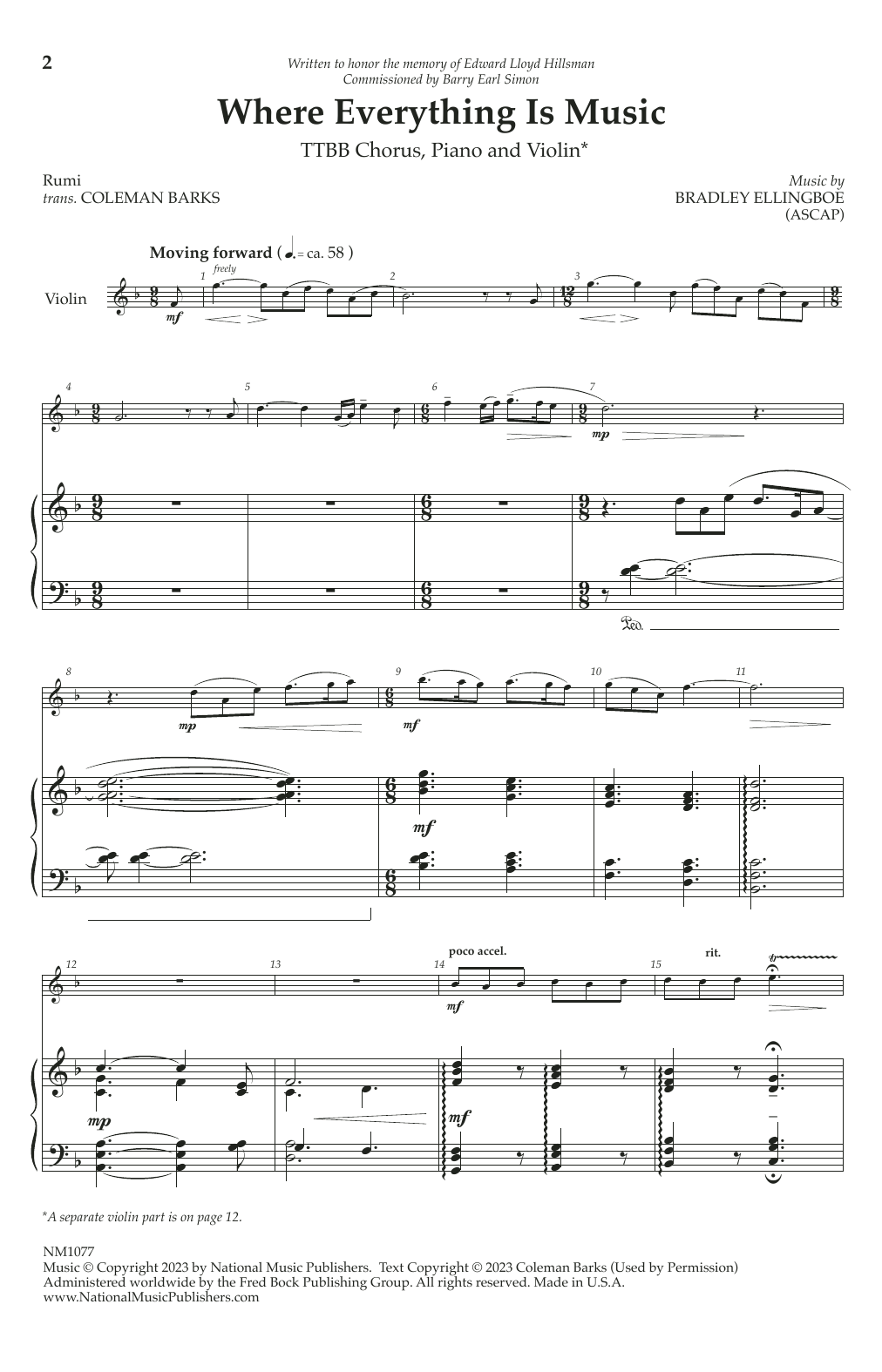 Bradley Ellingboe Where Everything Is Music sheet music notes and chords arranged for TTBB Choir