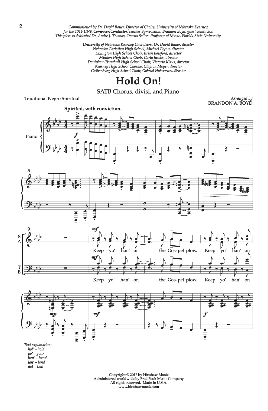Brandon A. Boyd Hold On! sheet music notes and chords arranged for SATB Choir