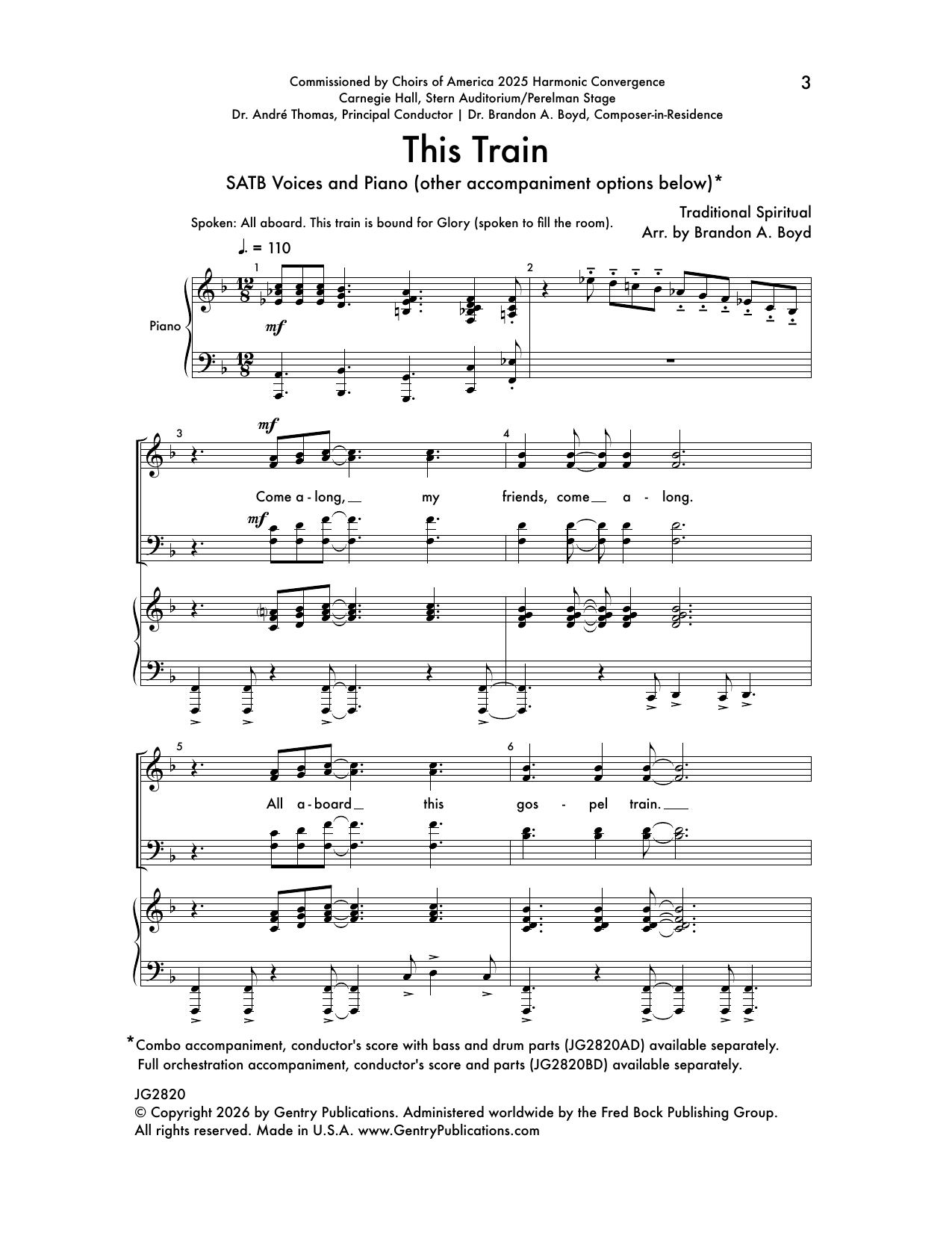Brandon A. Boyd This Train sheet music notes and chords arranged for SATB Choir