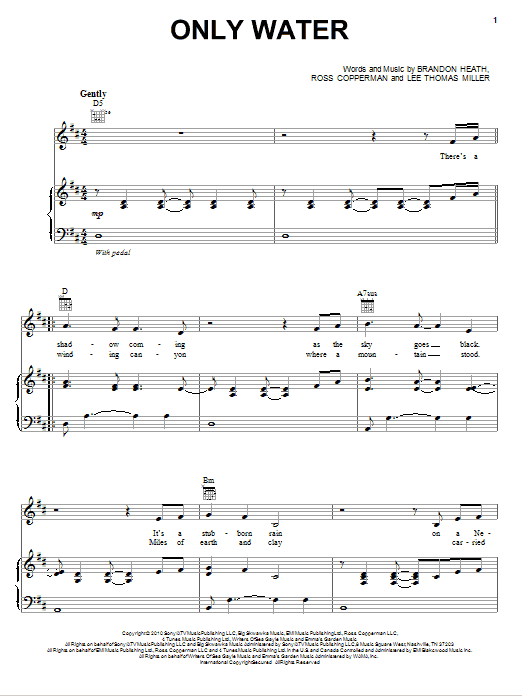 Brandon Heath Only Water sheet music notes and chords arranged for Piano, Vocal & Guitar Chords (Right-Hand Melody)