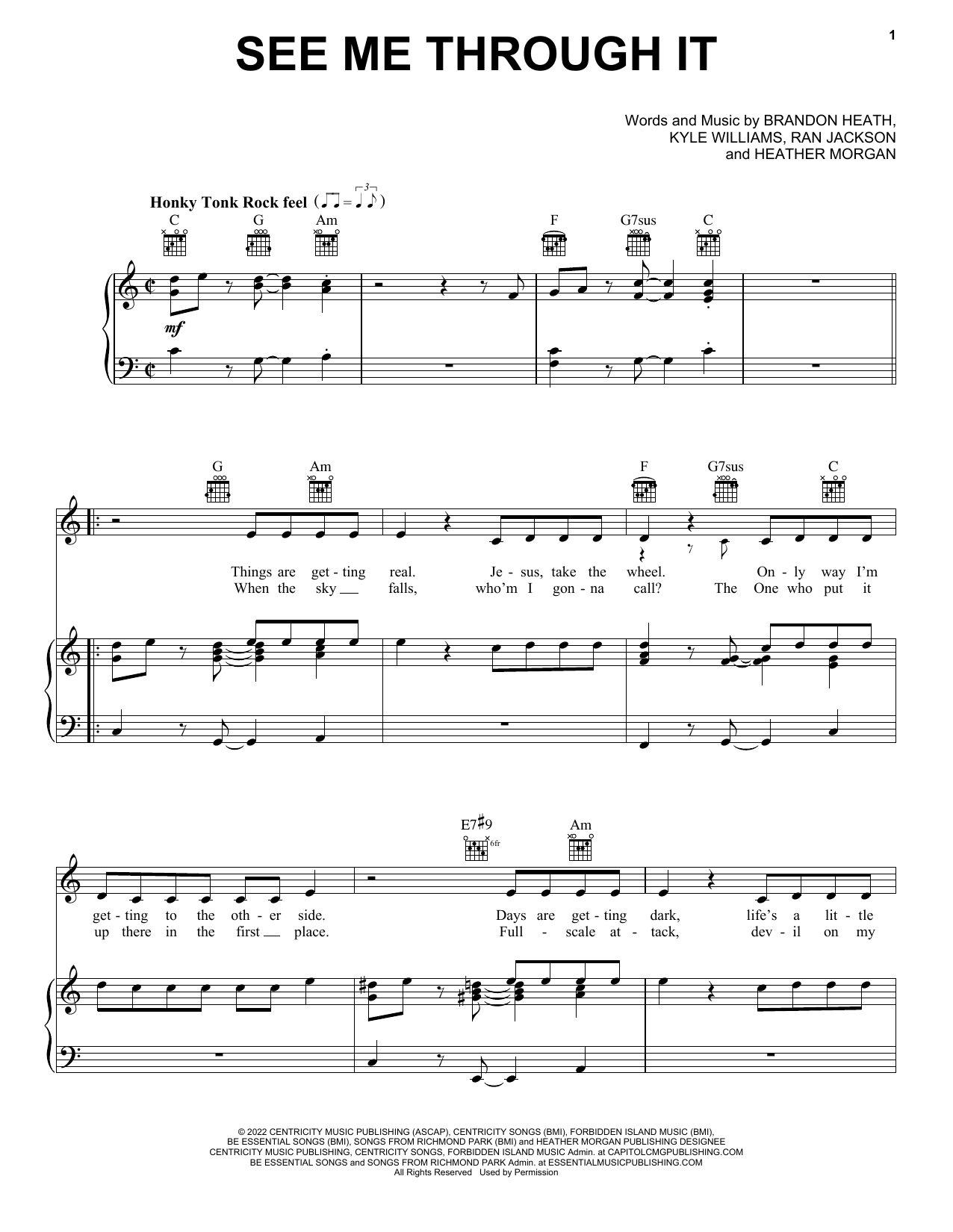 Brandon Heath See Me Through It sheet music notes and chords arranged for Piano, Vocal & Guitar Chords (Right-Hand Melody)