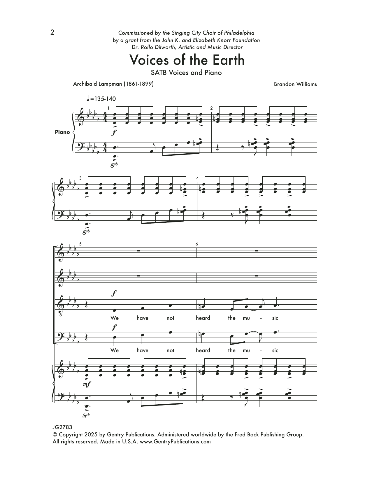 Brandon Williams Voices of the Earth sheet music notes and chords arranged for SATB Choir