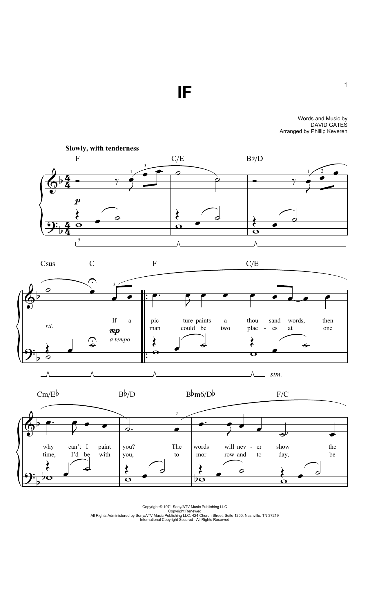 Bread If (arr. Phillip Keveren) sheet music notes and chords arranged for Easy Piano
