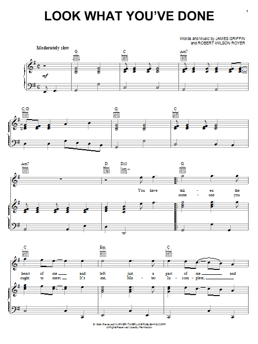 Bread Look What You've Done sheet music notes and chords arranged for Piano, Vocal & Guitar Chords (Right-Hand Melody)