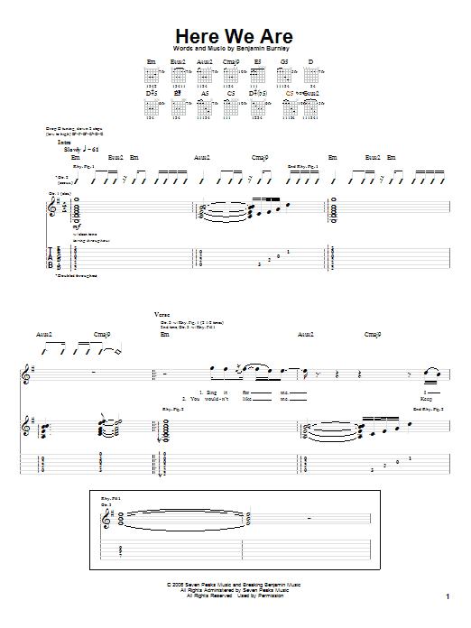 Breaking Benjamin Here We Are sheet music notes and chords arranged for Guitar Tab