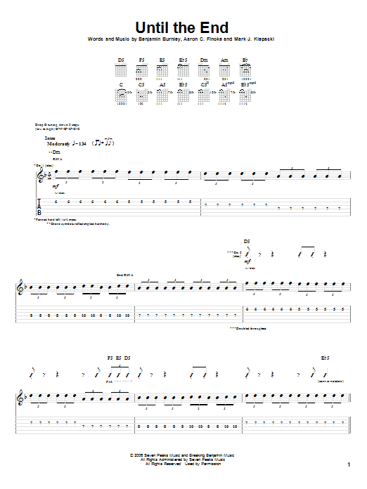 Breaking Benjamin Until The End sheet music notes and chords arranged for Guitar Tab