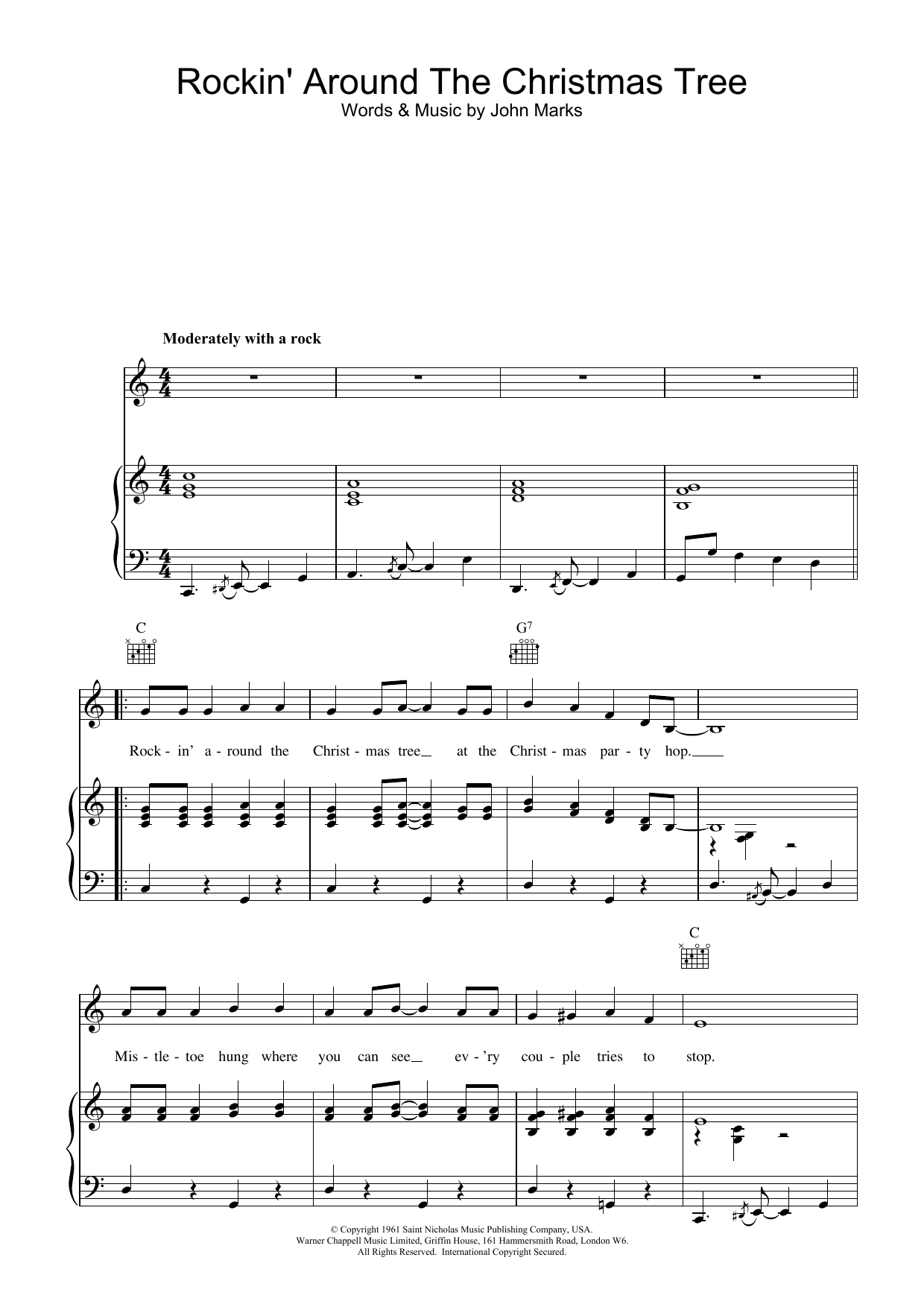 Brenda Lee Rockin' Around The Christmas Tree sheet music notes and chords arranged for Guitar Chords/Lyrics