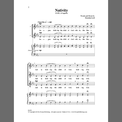Easily Download Brendan Lord Printable PDF piano music notes, guitar tabs for  SATB Choir. Transpose or transcribe this score in no time - Learn how to play song progression.
