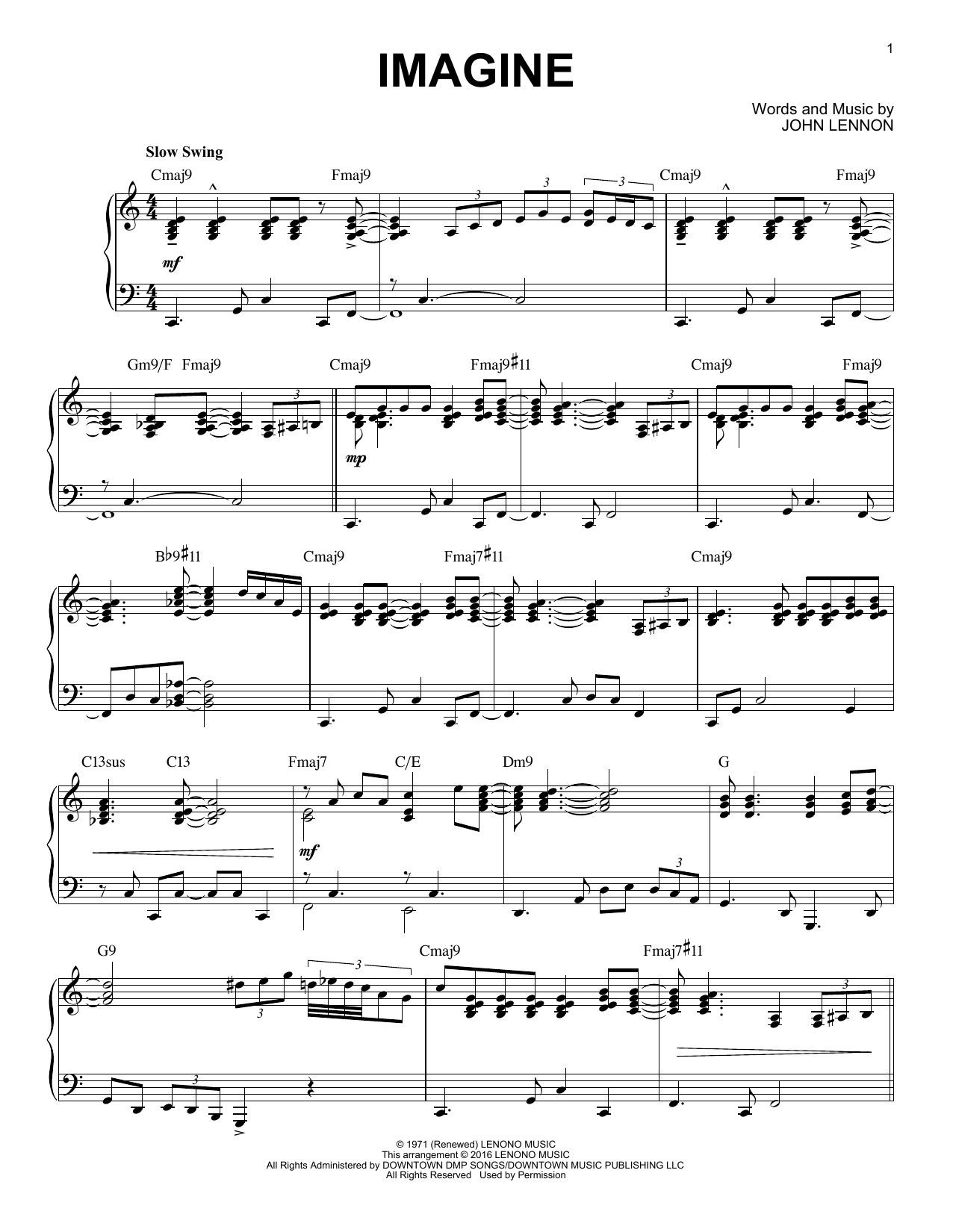 Brent Edstrom Imagine [Jazz version] (arr. Brent Edstrom) sheet music notes and chords arranged for Piano Solo
