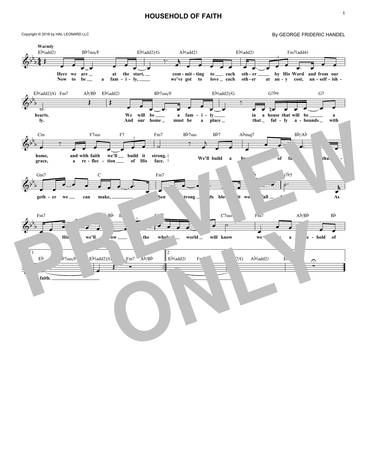 Brent Lamb Household Of Faith sheet music notes and chords arranged for Lead Sheet / Fake Book