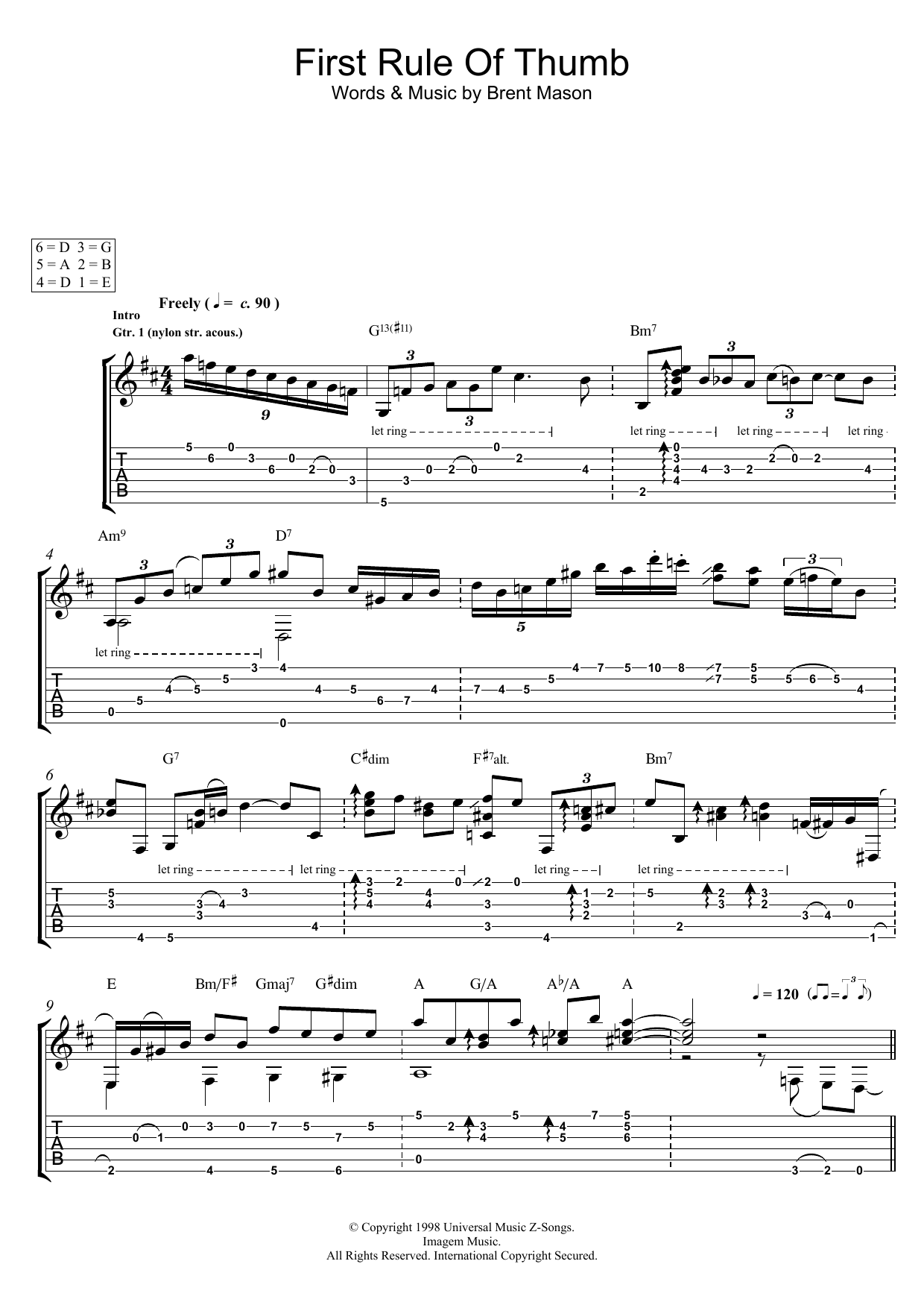 Brent Mason First Rule Of Thumb sheet music notes and chords arranged for Guitar Tab