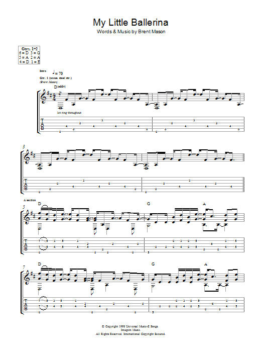 Brent Mason My Little Ballerina sheet music notes and chords arranged for Guitar Tab