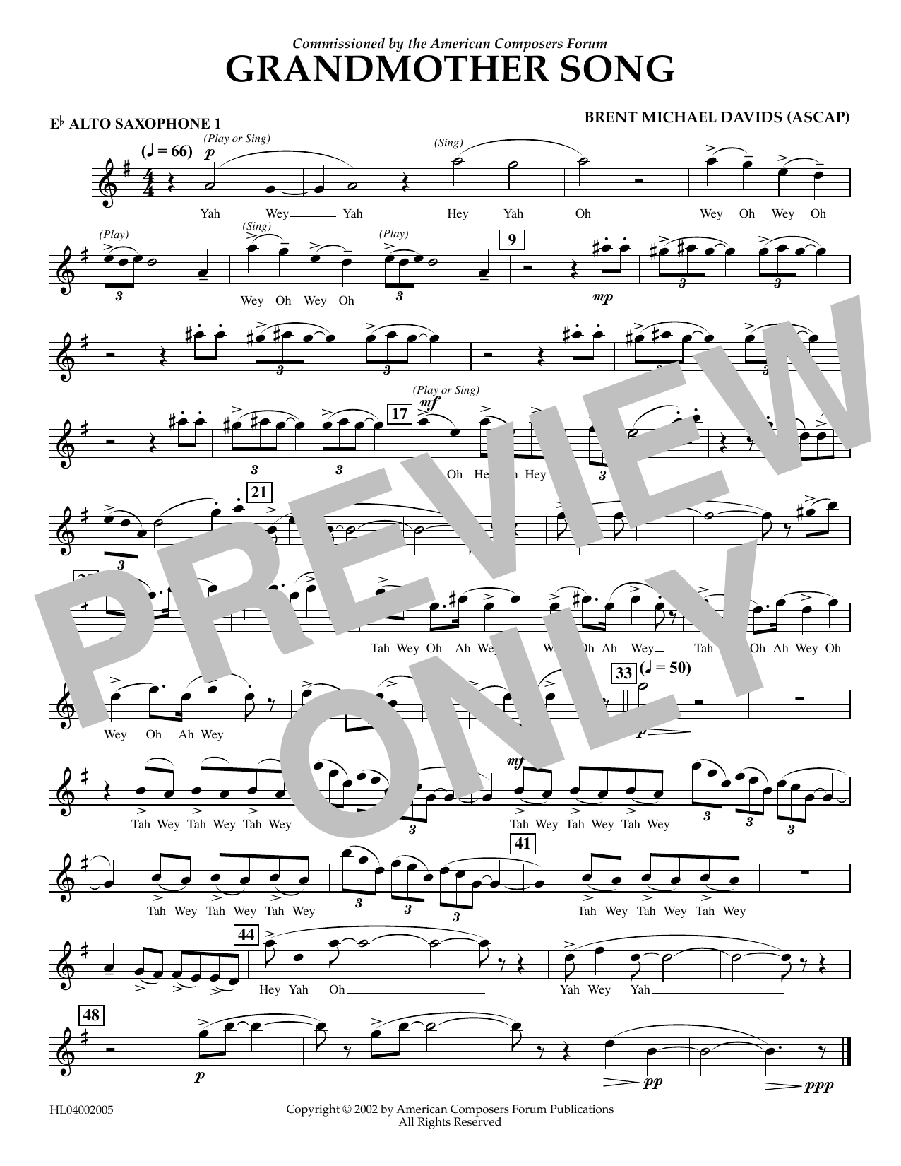 Brent Michael Davids Grandmother Song - Eb Alto Sax 1 sheet music notes and chords arranged for Concert Band