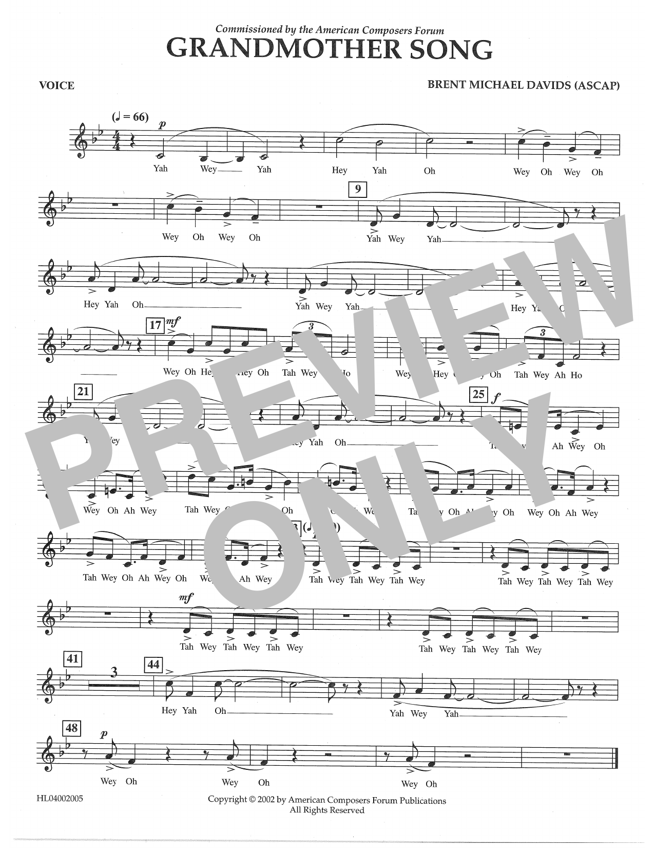 Brent Michael Davids Grandmother Song - Voice sheet music notes and chords arranged for Concert Band