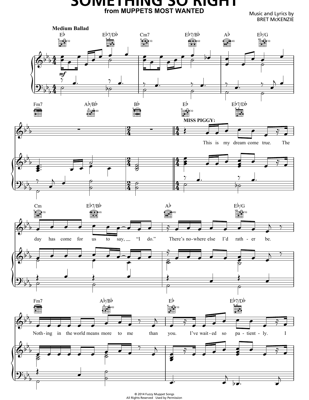 Bret McKenzie Something So Right sheet music notes and chords arranged for Piano, Vocal & Guitar Chords (Right-Hand Melody)