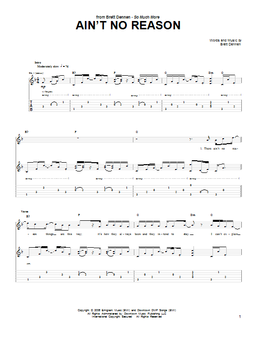 Brett Dennen Ain't No Reason sheet music notes and chords arranged for Ukulele Chords/Lyrics