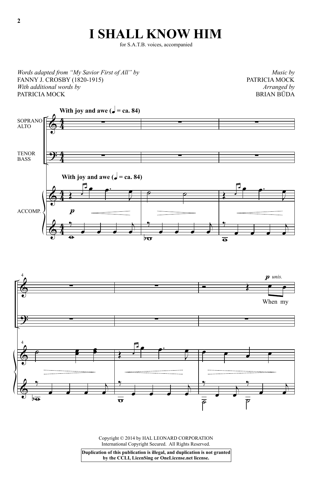 Brian Buda I Shall Know Him sheet music notes and chords arranged for SATB Choir