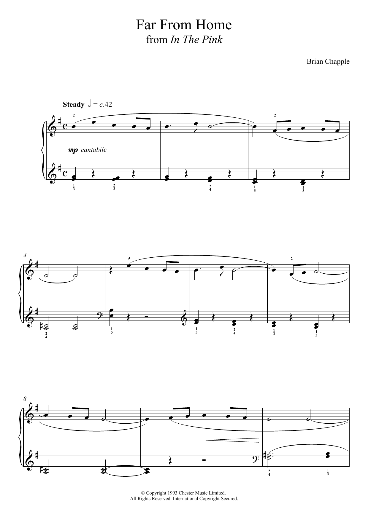 Brian Chapple Far From Home (From In The Pink) sheet music notes and chords arranged for Piano Solo