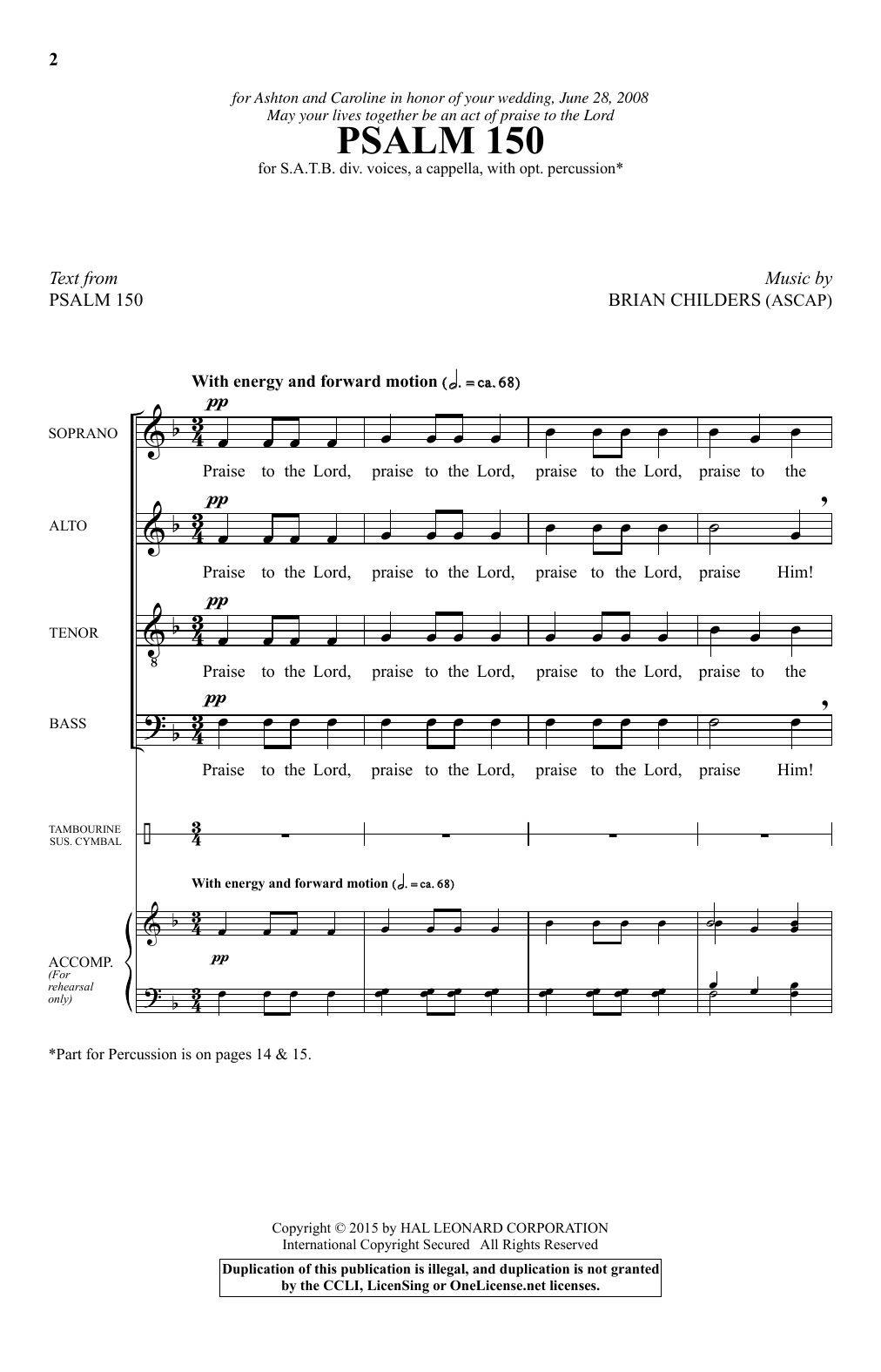 Brian Childers Psalm 150 sheet music notes and chords arranged for SATB Choir