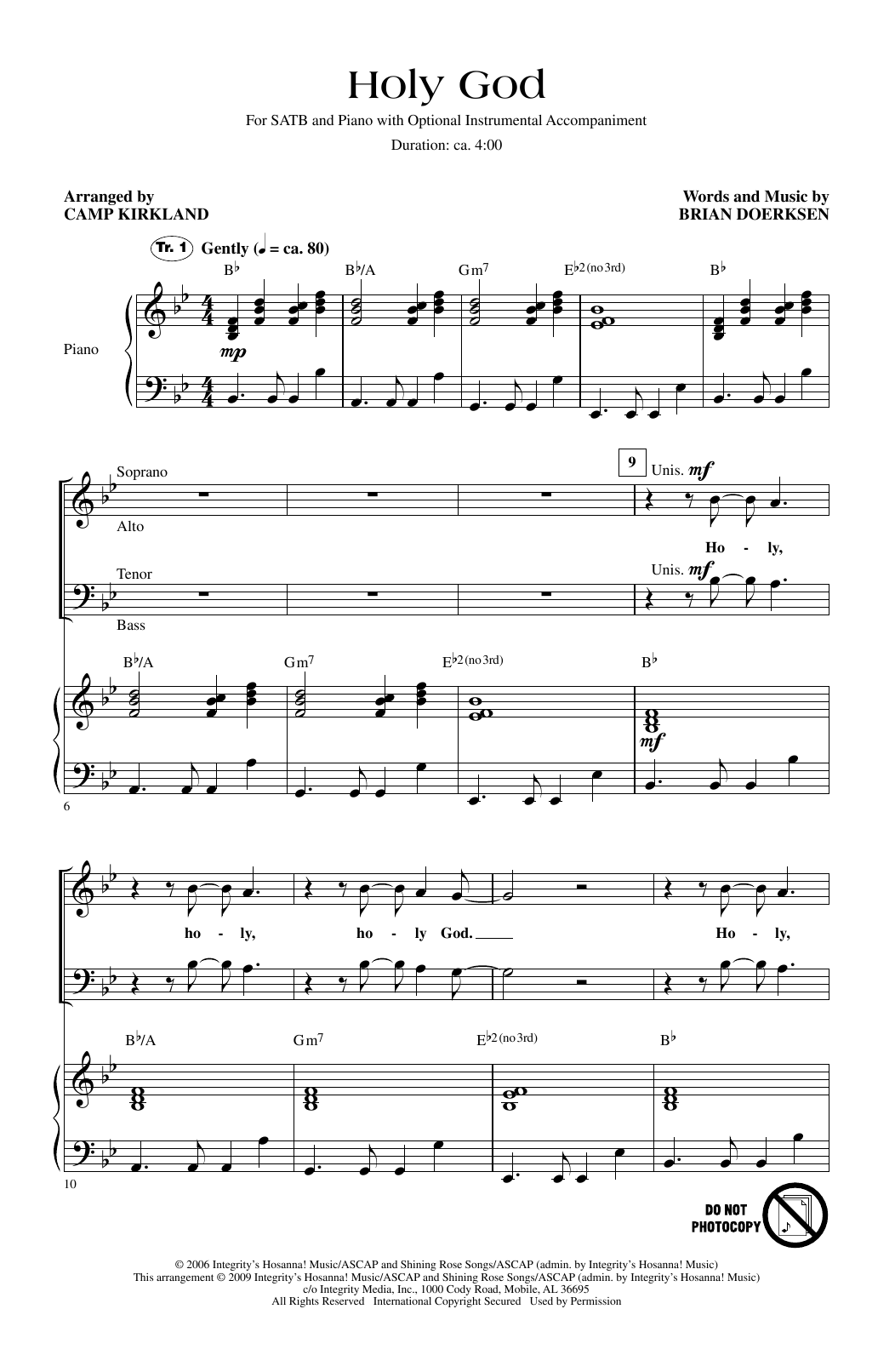 Brian Doerksen Holy God (arr. Camp Kirkland) sheet music notes and chords arranged for SATB Choir