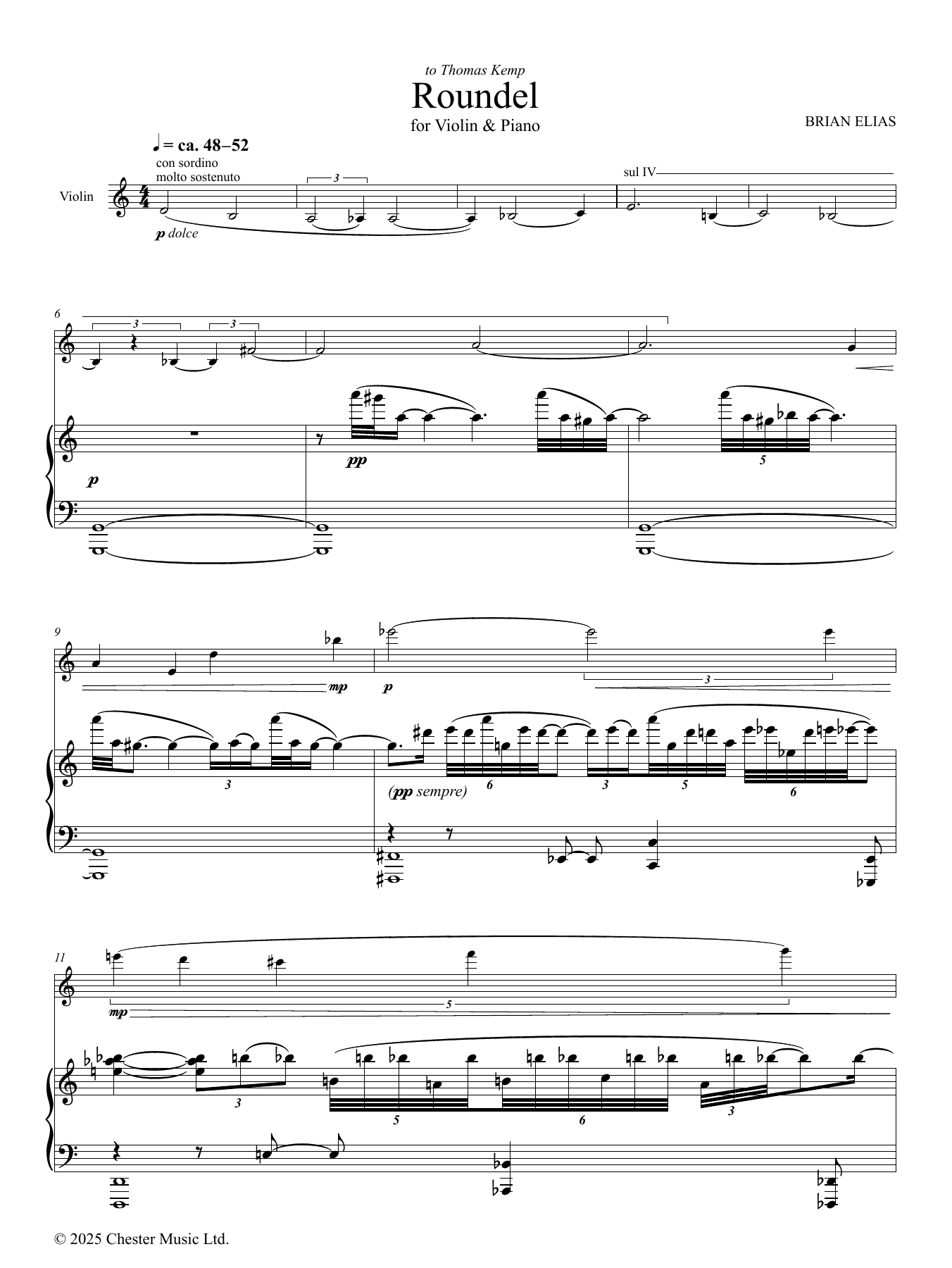 Brian Elias Roundel sheet music notes and chords arranged for Violin and Piano