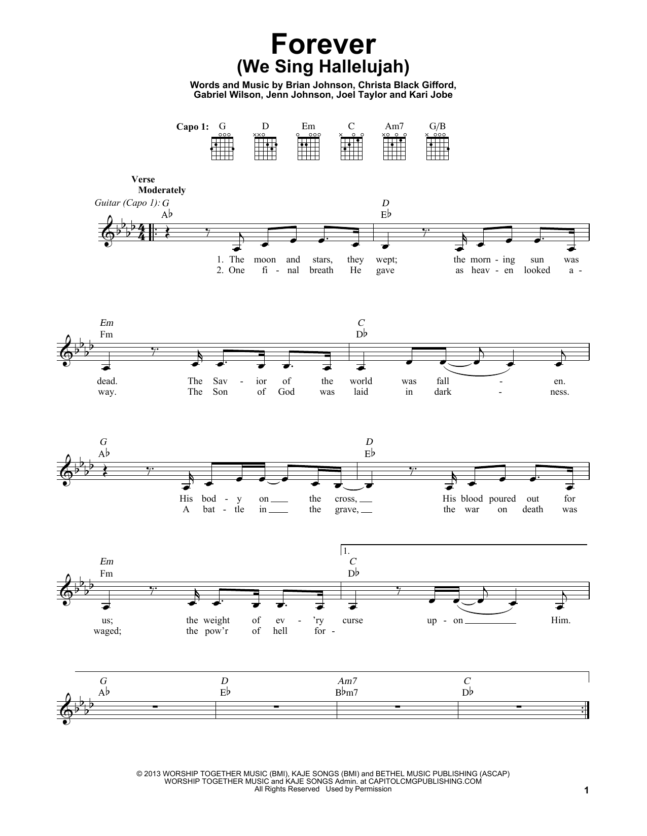Brian Johnson Forever (We Sing Hallelujah) sheet music notes and chords arranged for Easy Guitar