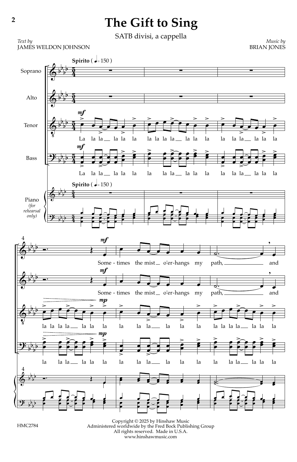 Brian Jones The Gift to Sing sheet music notes and chords arranged for Choir