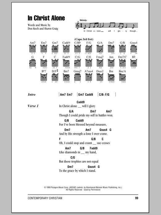 Don Koch In Christ Alone sheet music notes and chords arranged for Guitar Chords/Lyrics