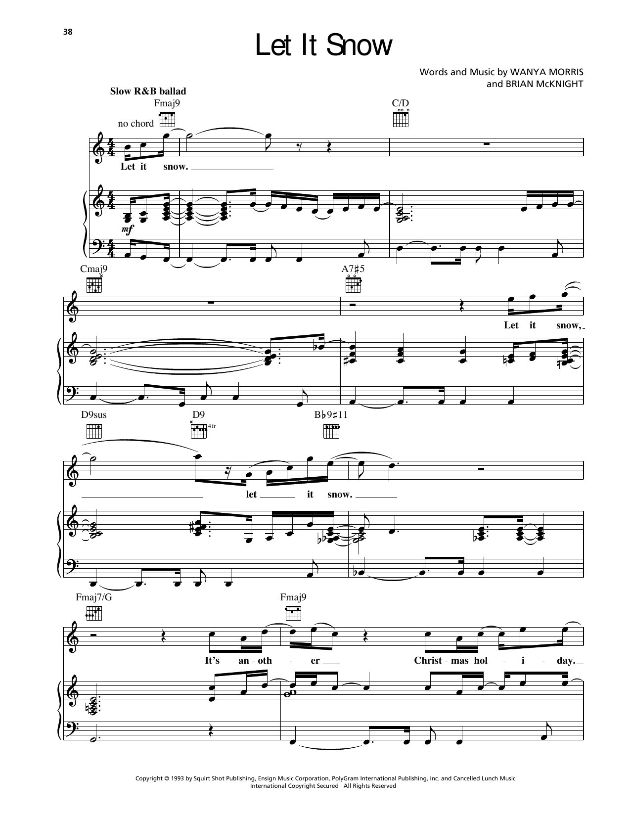 Brian McKnight Let It Snow sheet music notes and chords arranged for Piano, Vocal & Guitar Chords (Right-Hand Melody)