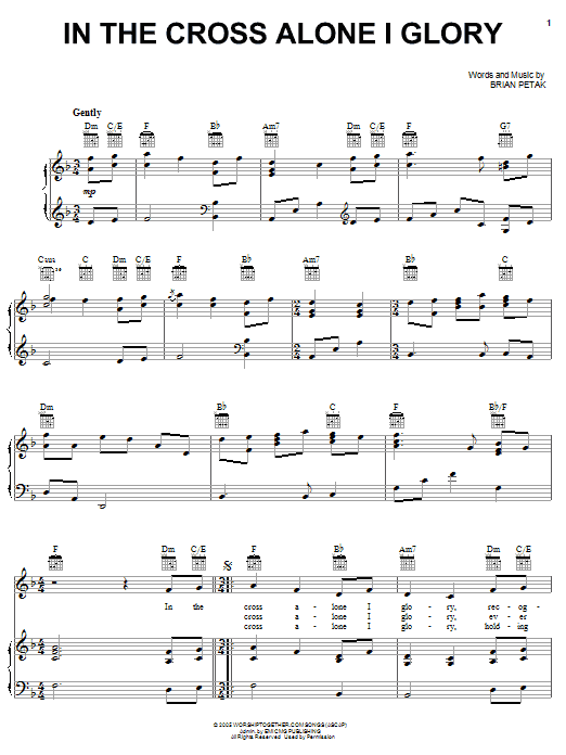 Brian Petak In The Cross Alone I Glory sheet music notes and chords arranged for Piano, Vocal & Guitar Chords (Right-Hand Melody)