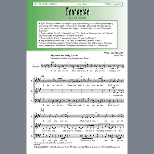 Easily Download Brian Tate Printable PDF piano music notes, guitar tabs for  SATB Choir. Transpose or transcribe this score in no time - Learn how to play song progression.