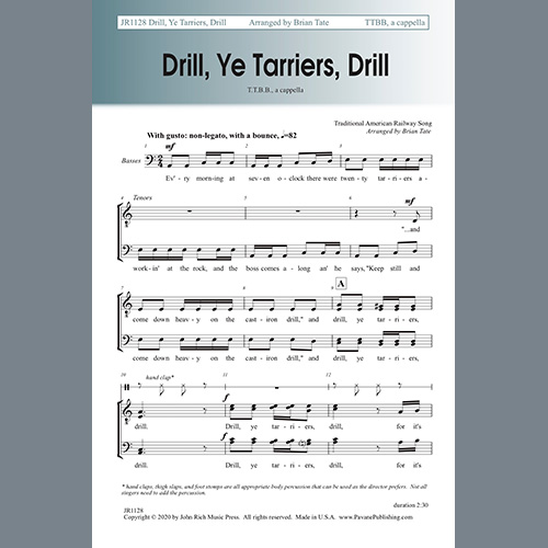 Easily Download Brian Tate Printable PDF piano music notes, guitar tabs for  TTBB Choir. Transpose or transcribe this score in no time - Learn how to play song progression.