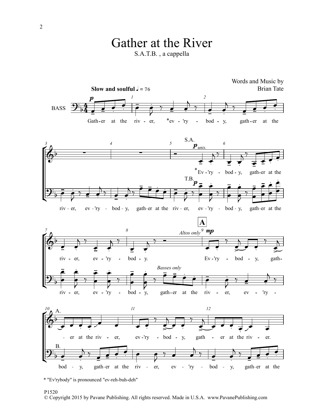 Brian Tate Gather at the River sheet music notes and chords arranged for SATB Choir
