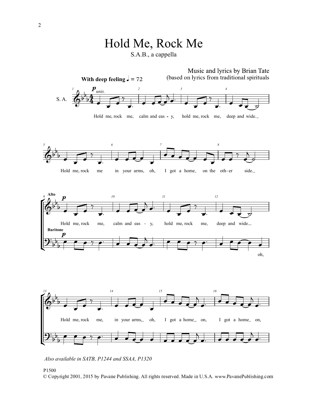 Brian Tate Hold Me, Rock Me sheet music notes and chords arranged for TTBB Choir