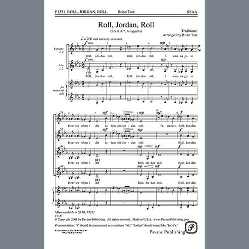 Easily Download Brian Tate Printable PDF piano music notes, guitar tabs for  SSA Choir. Transpose or transcribe this score in no time - Learn how to play song progression.