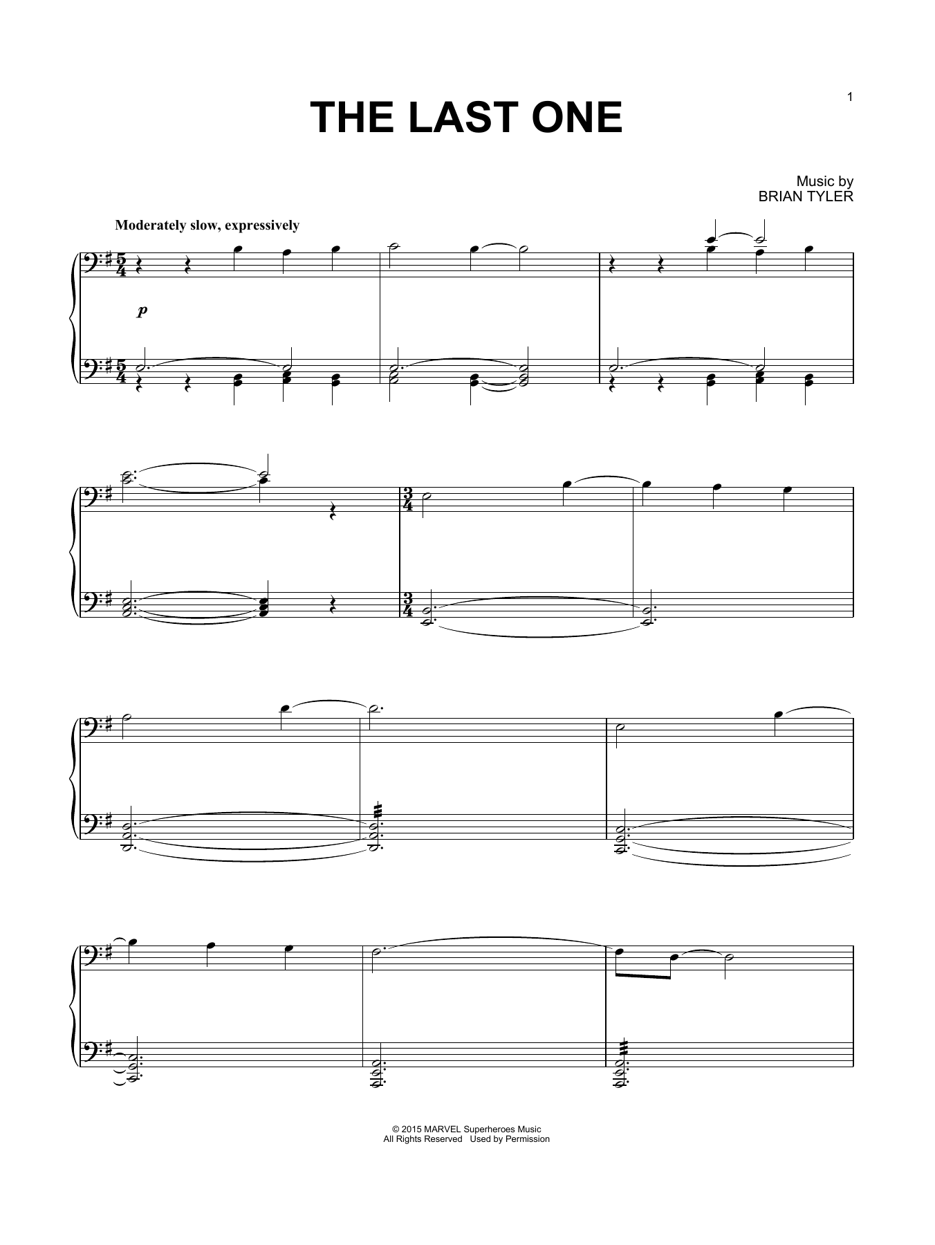Brian Tyler The Last One sheet music notes and chords arranged for Piano Solo