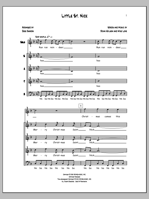 Brian Wilson Little St. Nick sheet music notes and chords arranged for SATB Choir