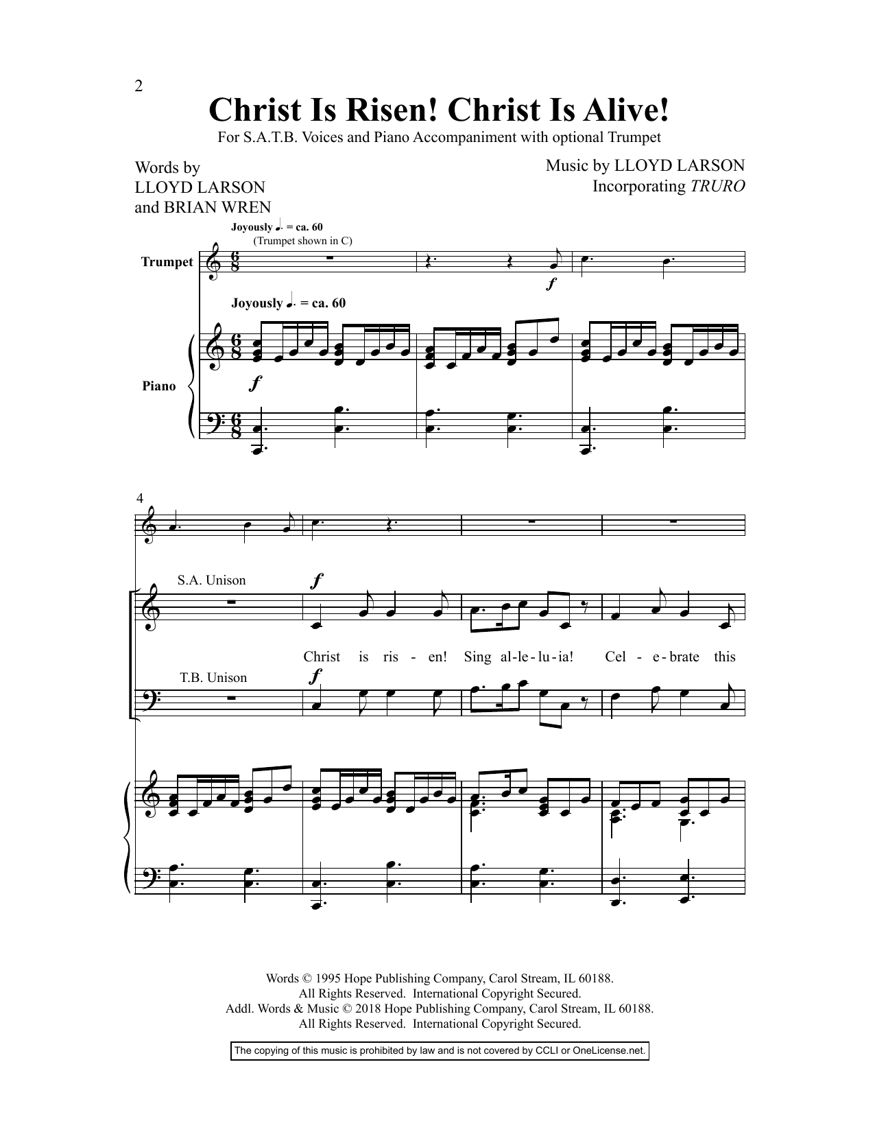 Brian Wren Christ Is Risen! Christ Is Alive! sheet music notes and chords arranged for SATB Choir