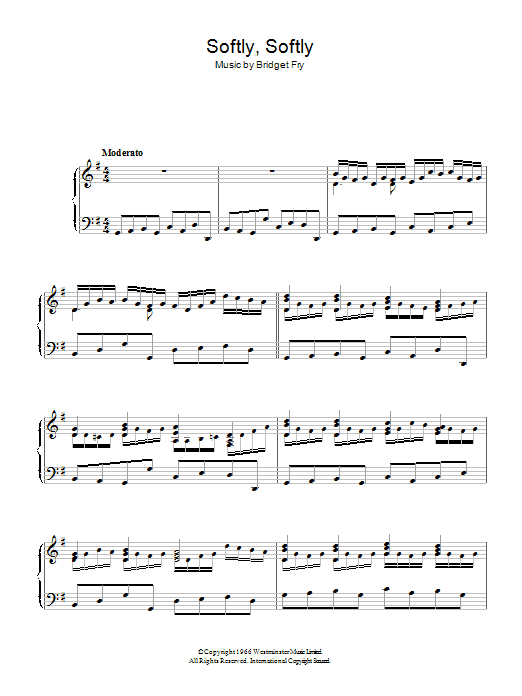 Bridget Fry Softly, Softly sheet music notes and chords arranged for Piano Solo