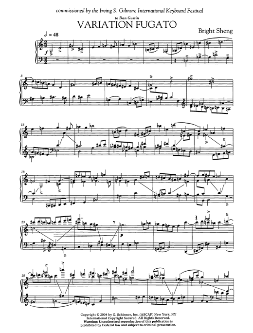 Bright Sheng Variation Fugato sheet music notes and chords arranged for Piano Solo