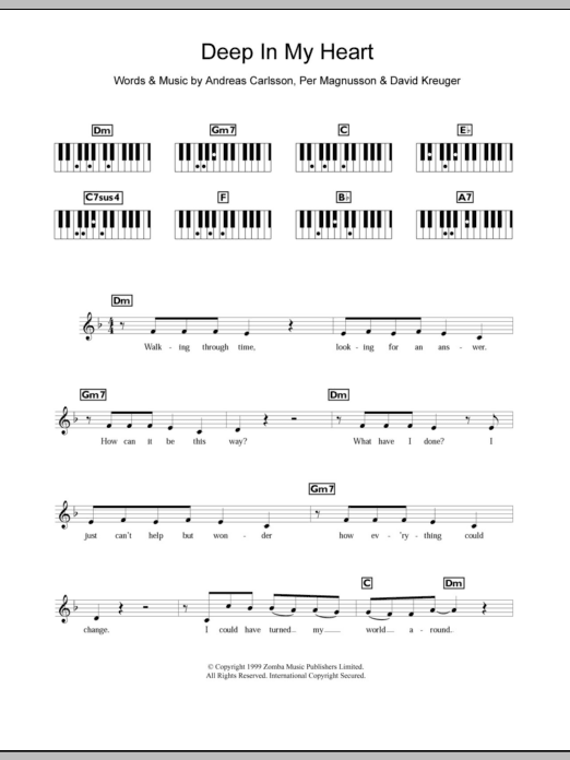 Britney Spears Deep In My Heart sheet music notes and chords arranged for Piano Chords/Lyrics