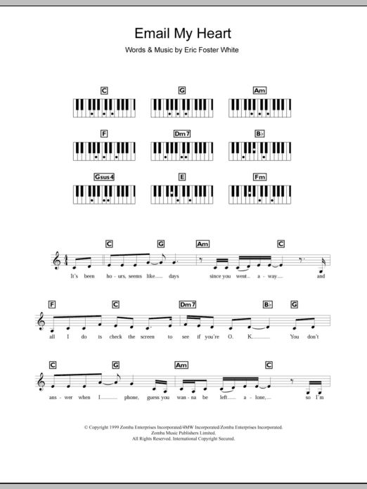 Britney Spears Email My Heart sheet music notes and chords arranged for Piano Chords/Lyrics