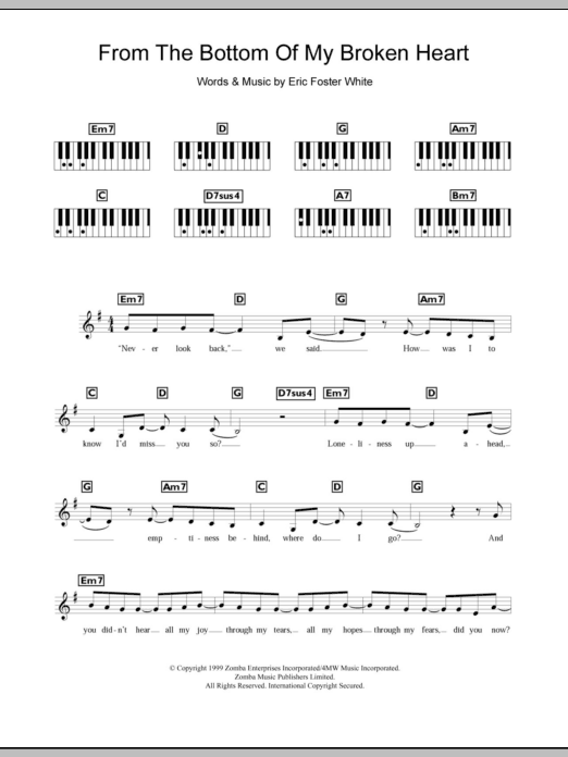 Britney Spears From The Bottom Of My Broken Heart sheet music notes and chords arranged for Piano Chords/Lyrics