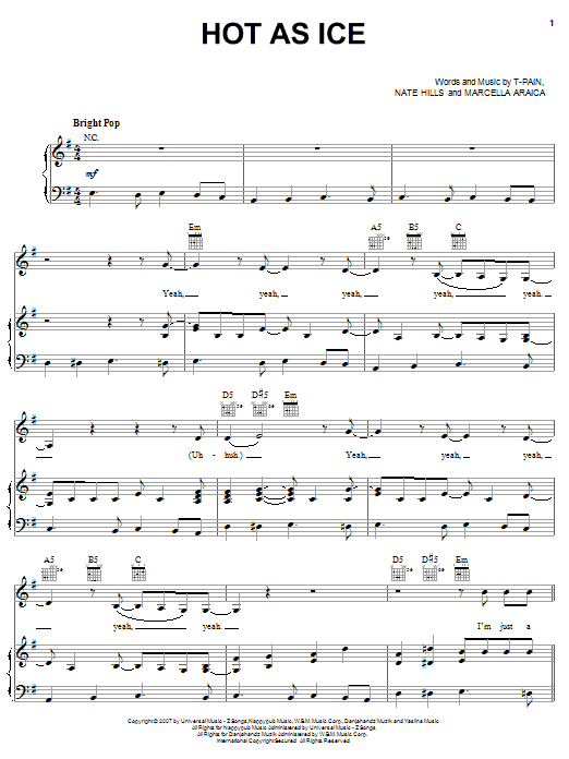 Britney Spears Hot As Ice sheet music notes and chords arranged for Piano, Vocal & Guitar Chords (Right-Hand Melody)