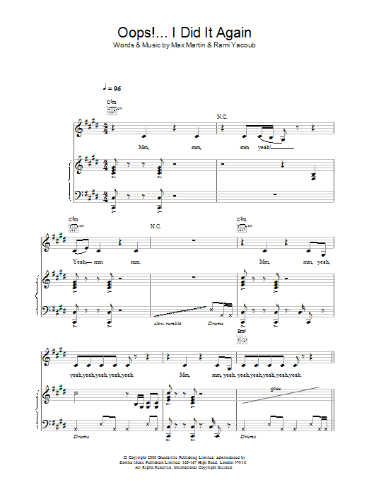 Britney Spears Oops! I Did It Again sheet music notes and chords arranged for Alto Sax Solo