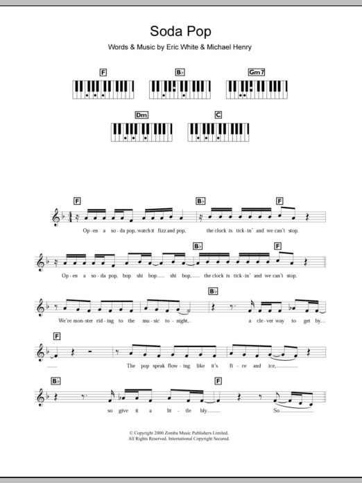 Britney Spears Soda Pop sheet music notes and chords arranged for Piano Chords/Lyrics